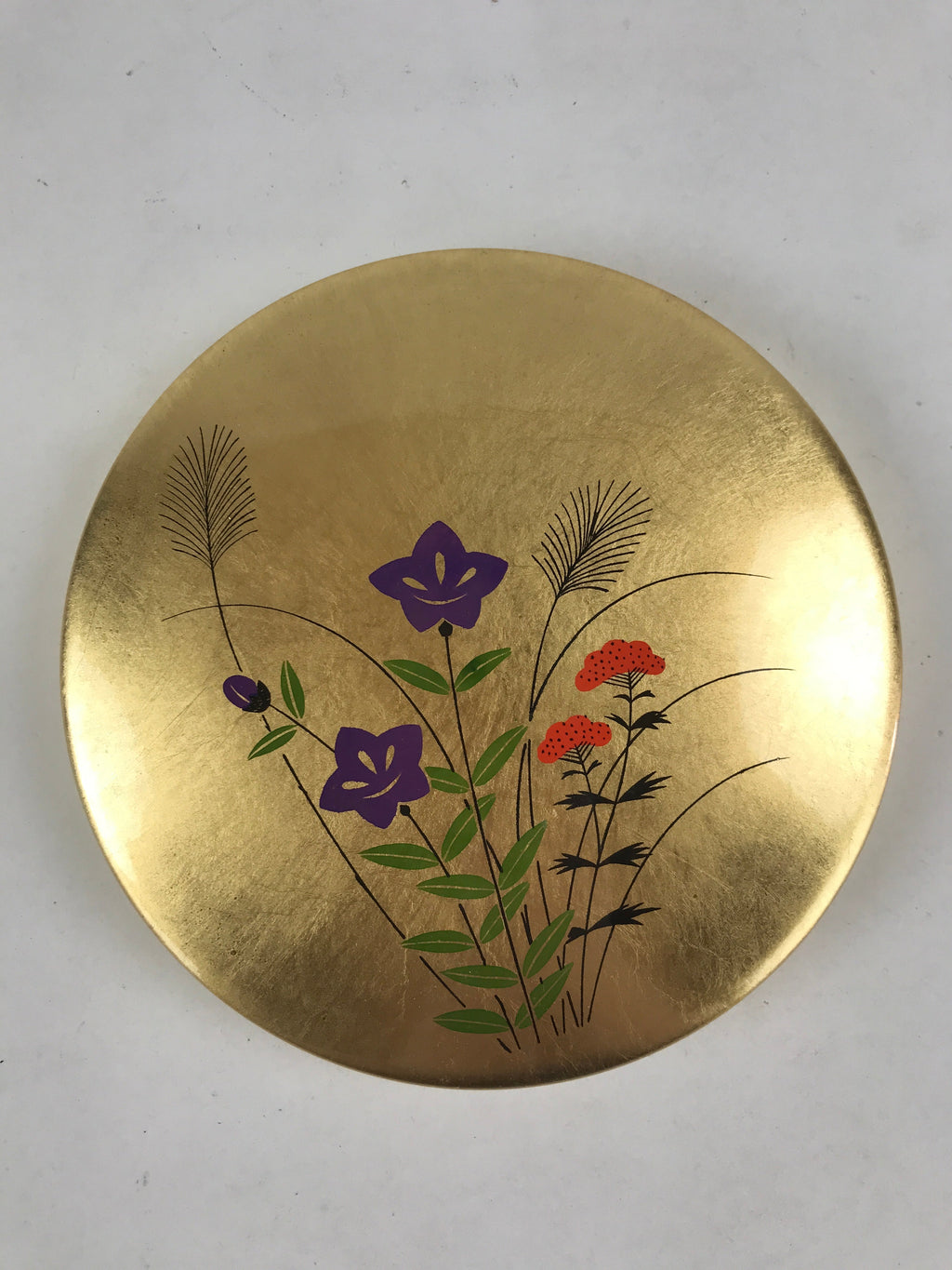 Japanese Calligraphy Lid Box Ink Stone Vtg Suzuribako Gold Autumn Plants JK571