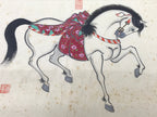 Japanese Calligraphy Painting Horse Vtg Good Fortune Paper Ema Burgundy FL370