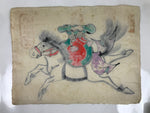 Japanese Calligraphy Painting Horse Vtg Hida Mount Matsukura Paper Ema FL369