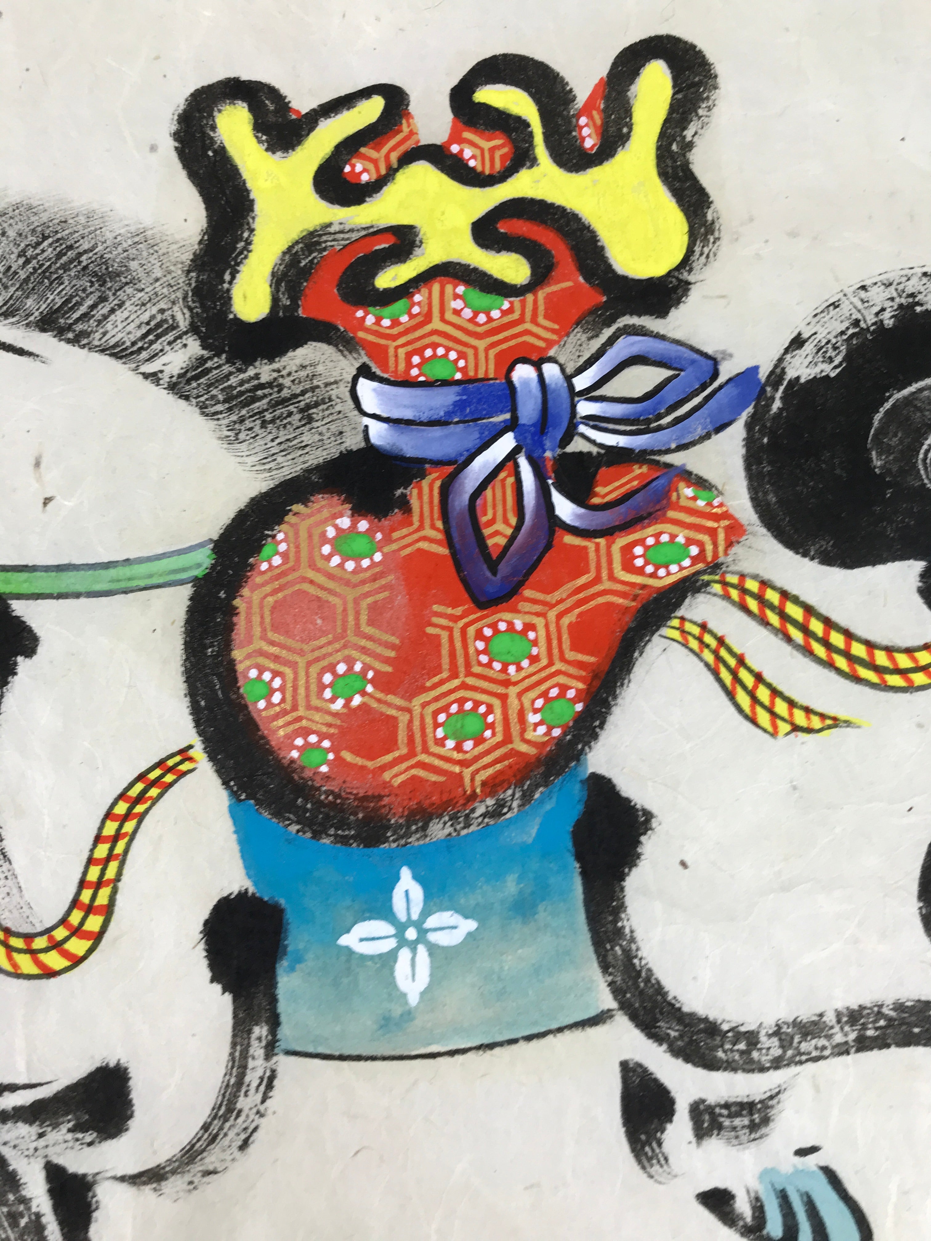 Japanese Calligraphy Painting Horse Vtg Wish Fulfillment Paper Ema FL368