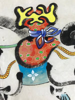 Japanese Calligraphy Painting Horse Vtg Wish Fulfillment Paper Ema FL368