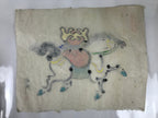 Japanese Calligraphy Painting Horse Vtg Wish Fulfillment Paper Ema FL368