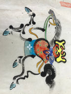 Japanese Calligraphy Painting Horse Vtg Wish Fulfillment Paper Ema FL368