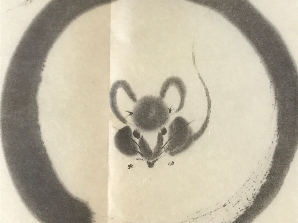 Japanese Calligraphy Reproduction Fukuju Mouse Okada Kido Chagake Kakejiku FL257