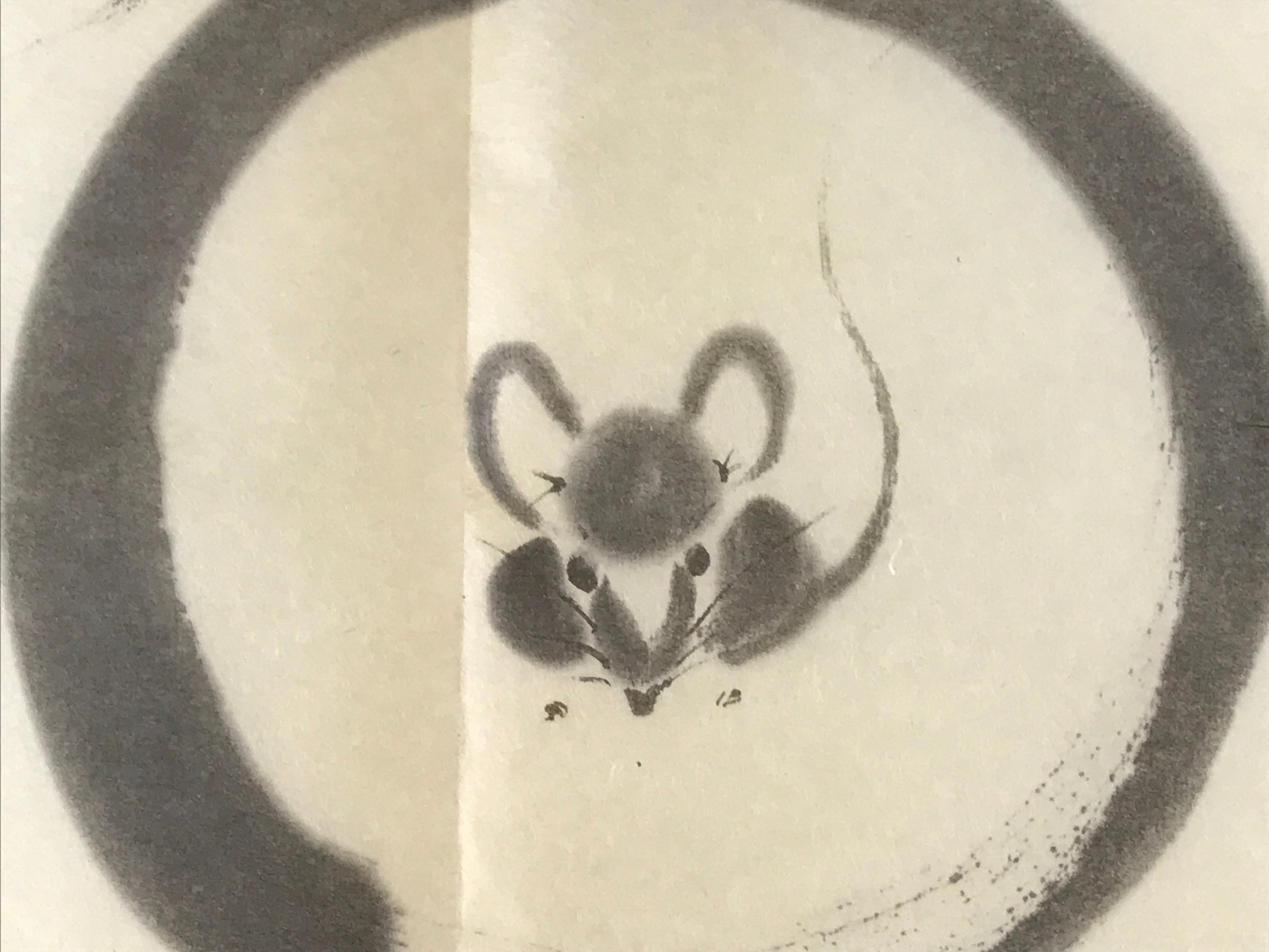 Japanese Calligraphy Reproduction Fukuju Mouse Okada Kido Chagake Kakejiku FL257
