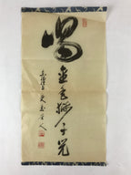 Japanese Calligraphy Reproduction Vtg Kanji Letters Black Zen Kakejiku FL265