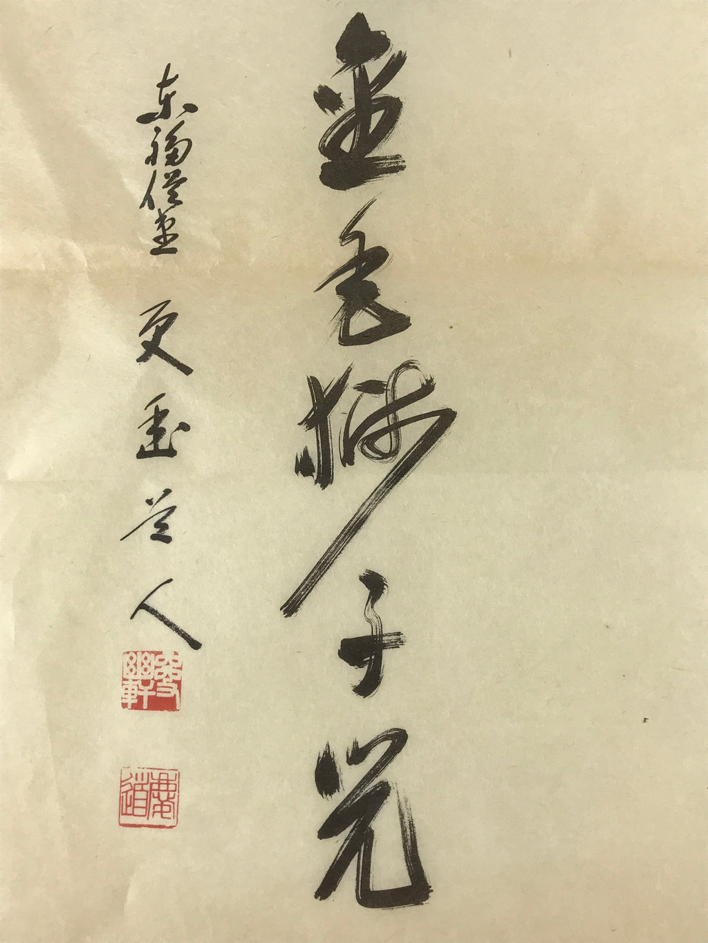 Japanese Calligraphy Reproduction Vtg Kanji Letters Black Zen Kakejiku FL265