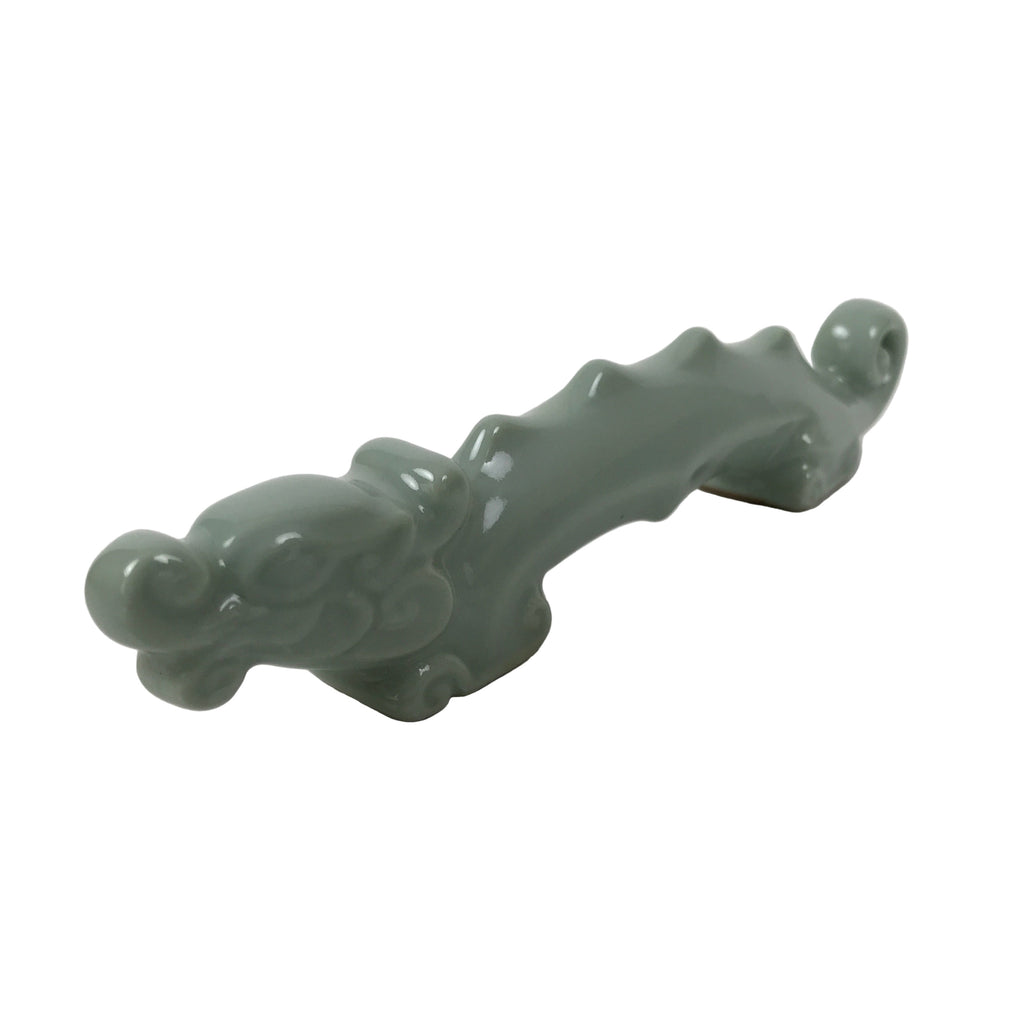 Japanese Calligraphy Tool Porcelain Brush Stand Shodo Shuji Celadon Dragon JK906