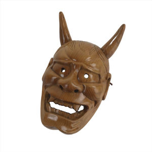 Japanese Carved Brushed Lacquer Wooden Noh Mask Hannya Vtg Angry Demon OM49