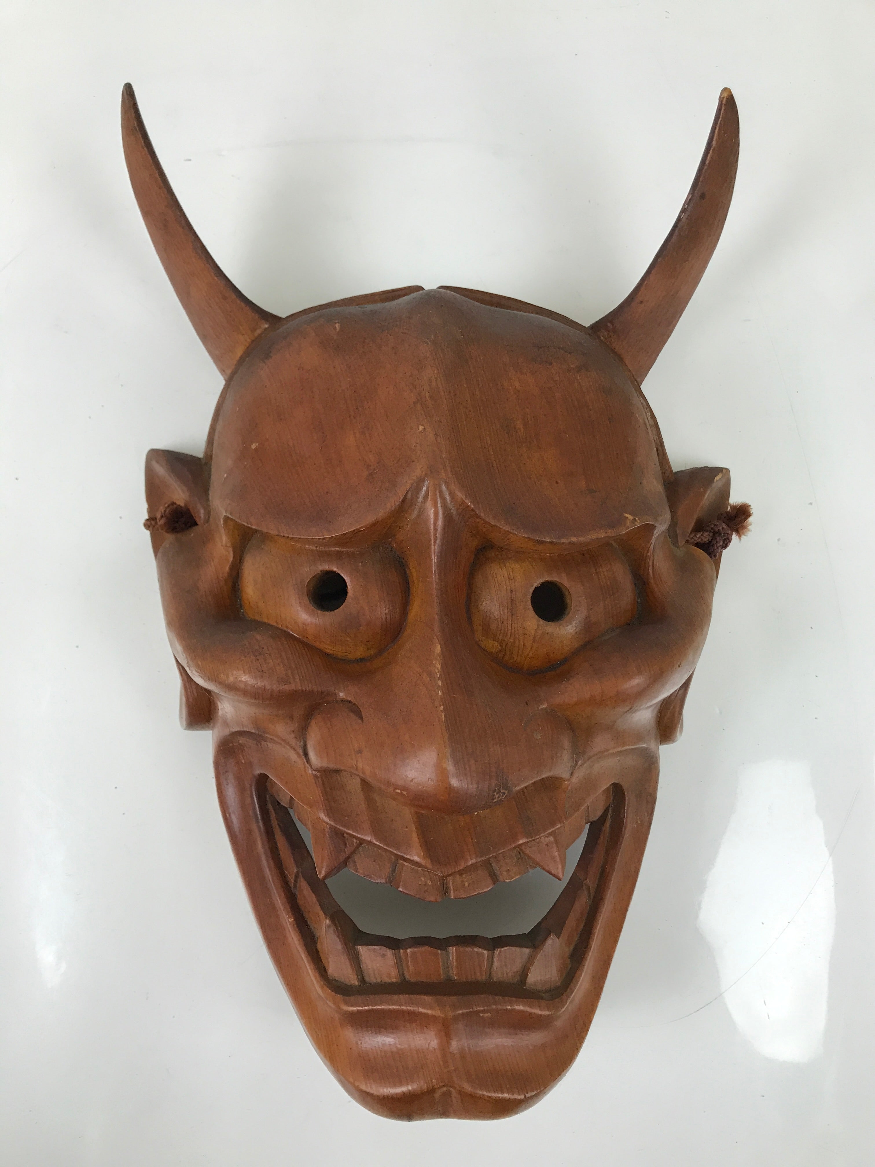 Japanese Carved Brushed Lacquer Wooden Noh Mask Hannya Vtg Angry Demon OM65