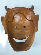Japanese Carved Brushed Lacquer Wooden Noh Mask Hannya Vtg Angry Demon OM65