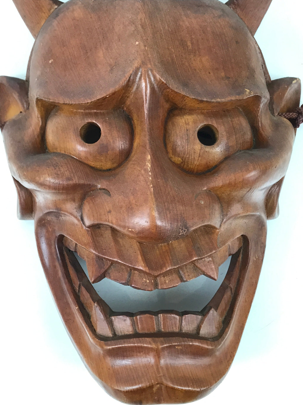 Japanese Carved Brushed Lacquer Wooden Noh Mask Hannya Vtg Angry Demon OM65