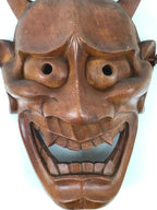 Japanese Carved Brushed Lacquer Wooden Noh Mask Hannya Vtg Angry Demon OM65