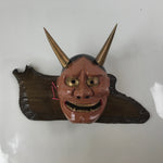 Japanese Carved Lacquered Wood Noh Mask Hannya Vtg Angry Demon Wall Hanging OM51