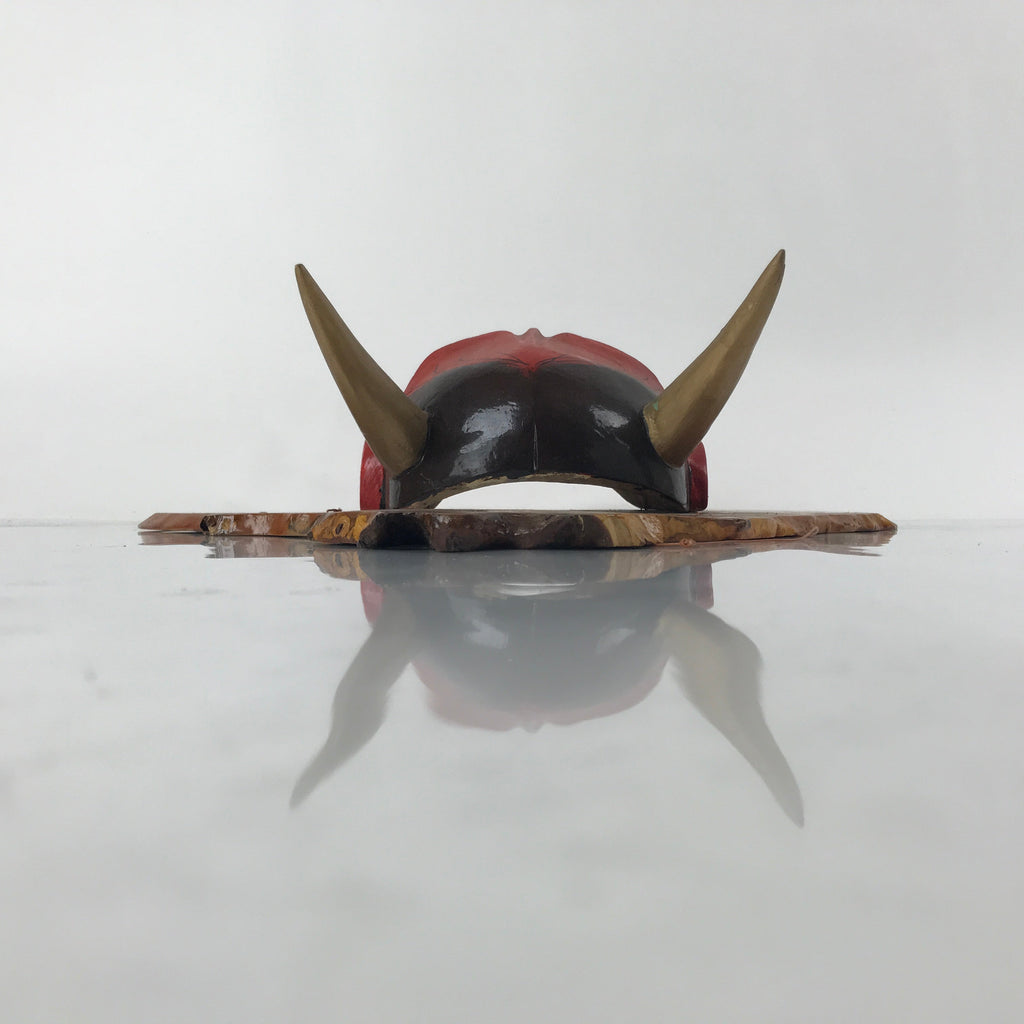 Japanese Carved Lacquered Wood Noh Mask Hannya Vtg Angry Demon Wall Hanging OM53