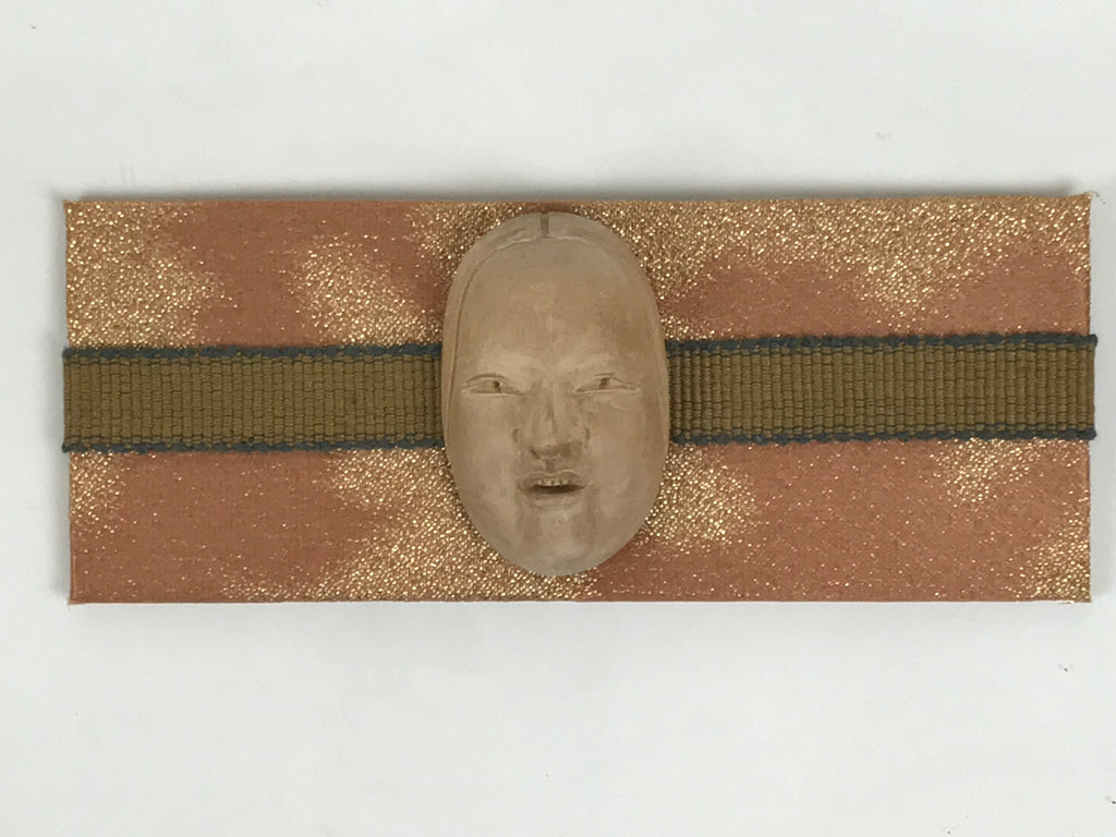 Japanese Carved Noh Mask Obidome Vtg Netsuke Sandalwood Young Girl Koomote SP1