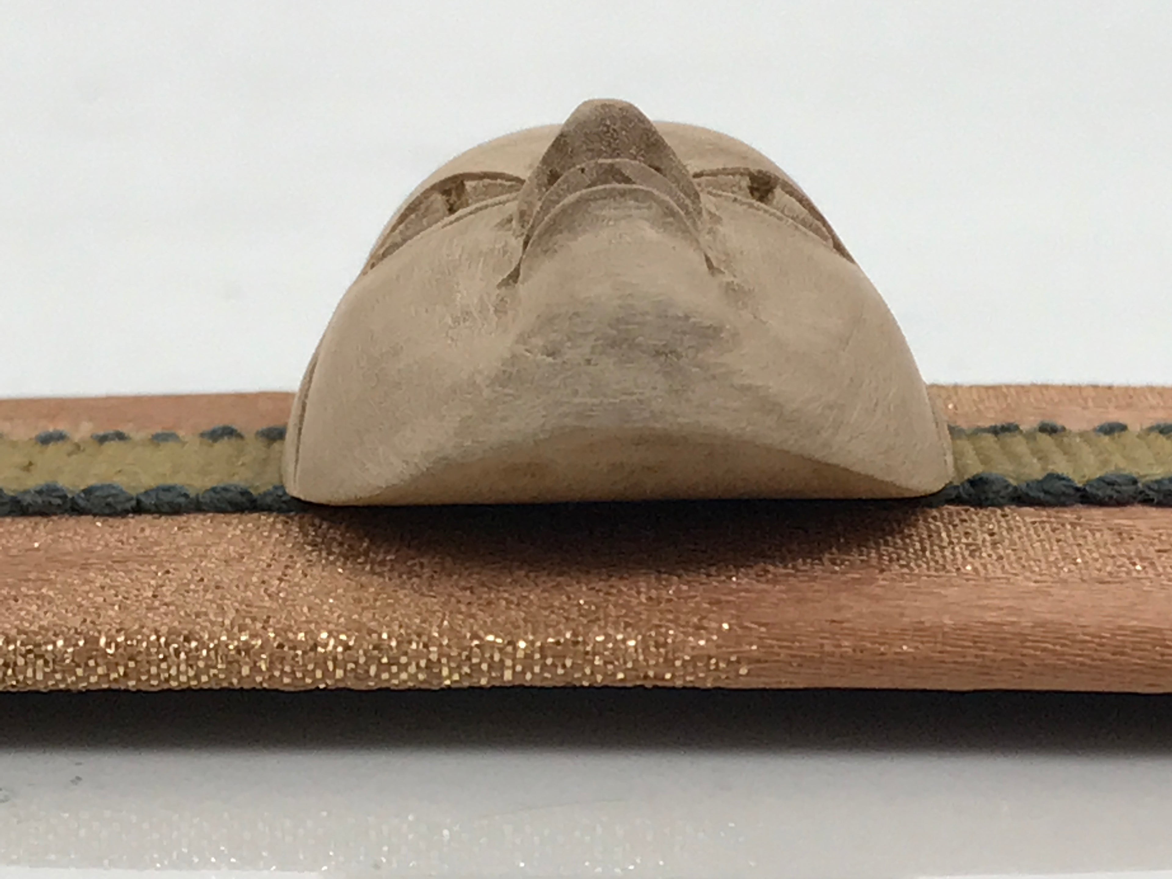 Japanese Carved Noh Mask Obidome Vtg Netsuke Sandalwood Young Girl Koomote SP1