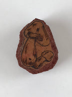 Japanese Carved Rubber Stamp 2 Mushrooms Vtg Sponge Base Stationary HS184