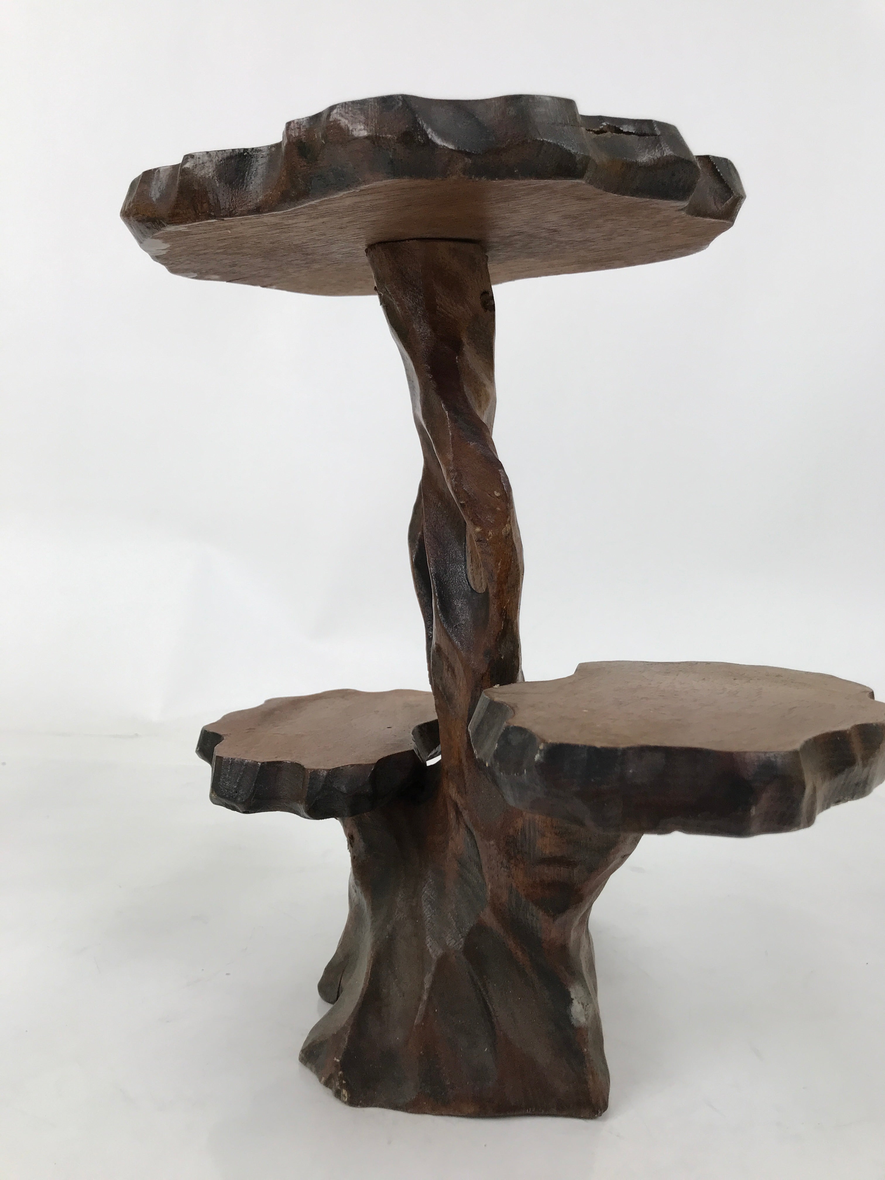 Japanese Carved Wood Flower Vase Stand Kadai Board Shelf Ikebana Bonsai WT556