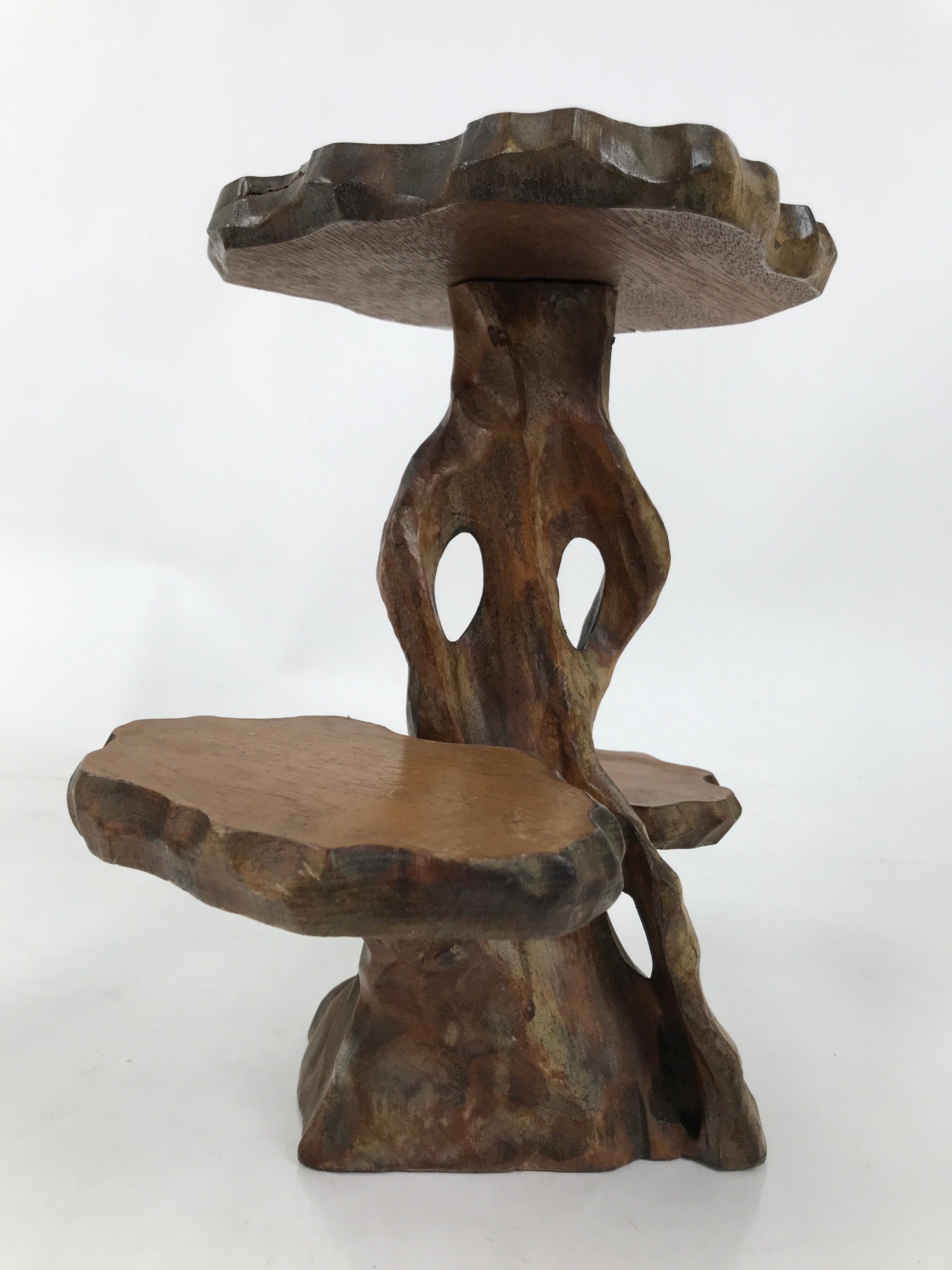 Japanese Carved Wood Flower Vase Stand Kadai Board Shelf Ikebana Bonsai WT556