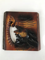 Japanese Carved Wooden Ainu Man Wall Hanging Vtg Nipopo Hokkaido Brown AB111
