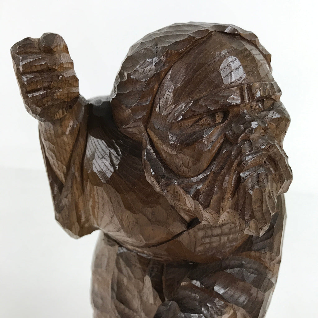 Japanese Carved Wooden Ainu Old Man Statue Vtg Okimono Hokkaido Brown AB114