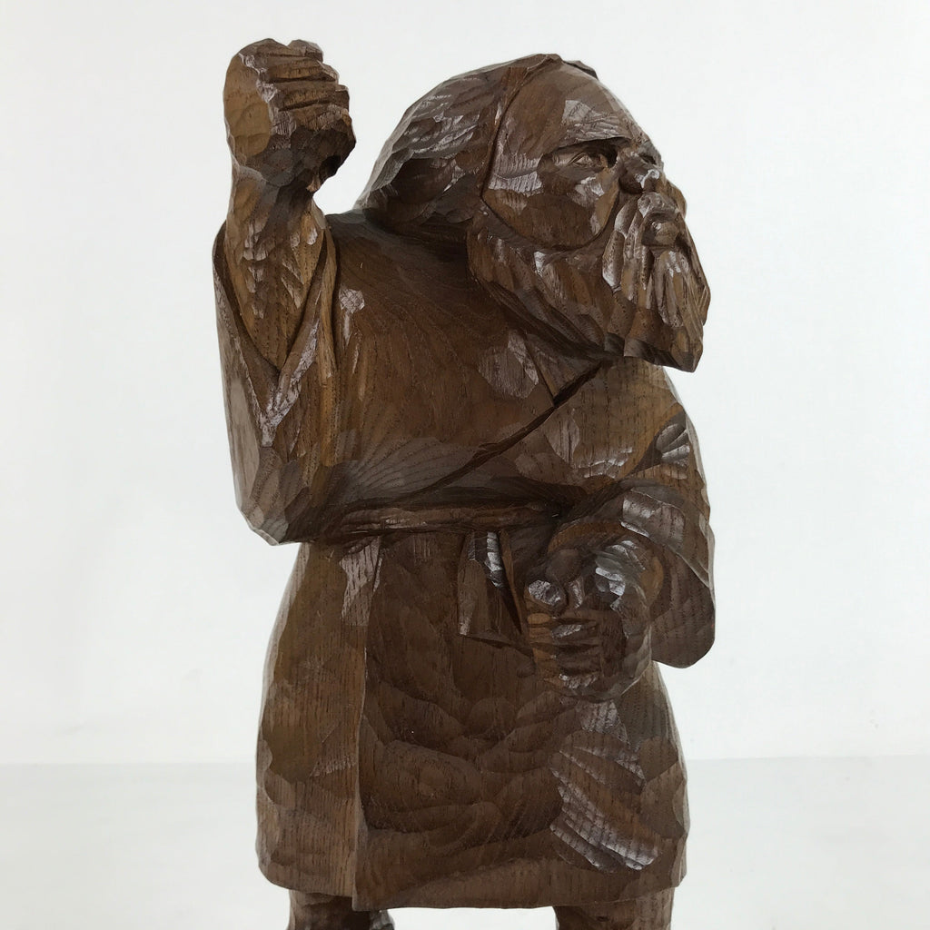 Japanese Carved Wooden Ainu Old Man Statue Vtg Okimono Hokkaido Brown AB114