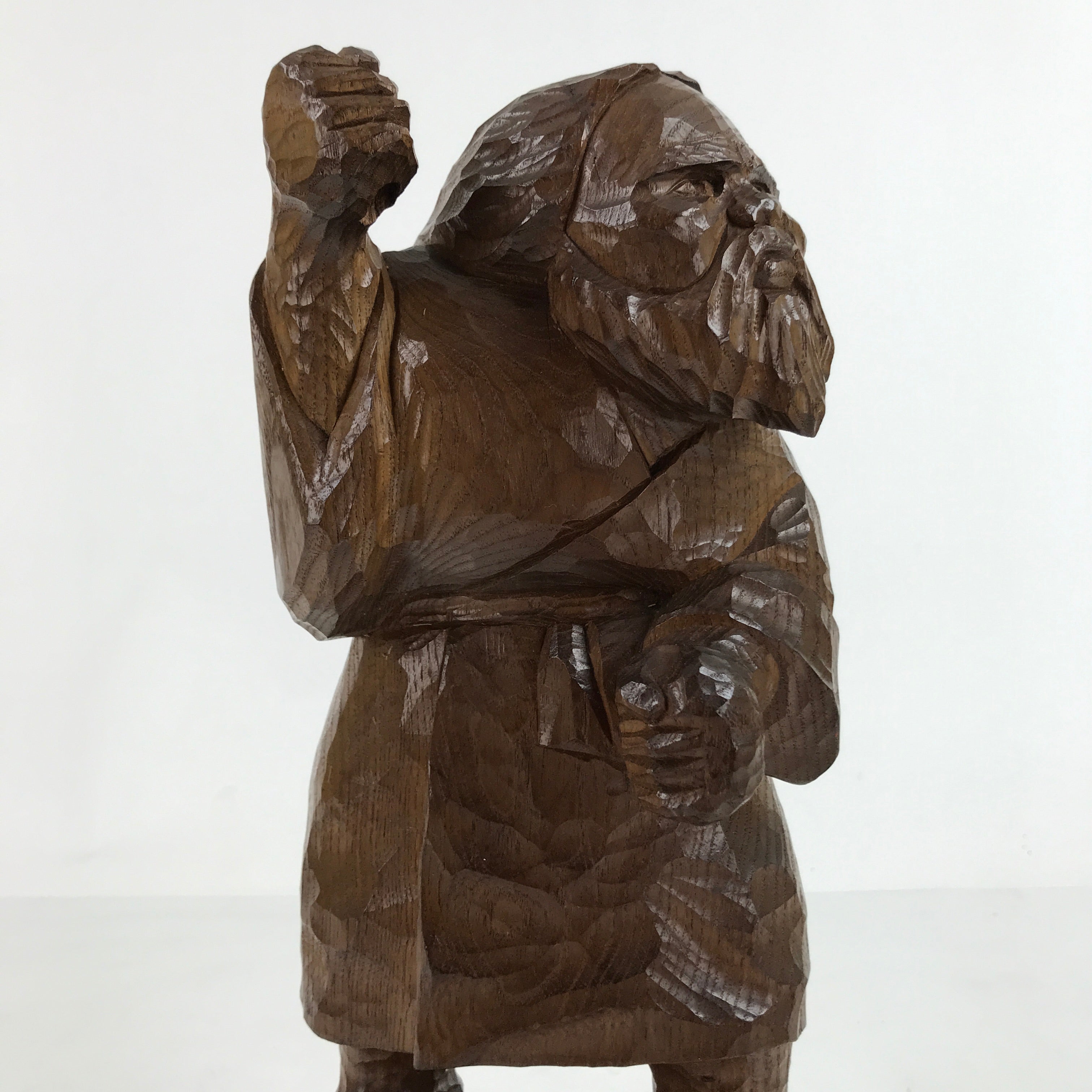 Japanese Carved Wooden Ainu Old Man Statue Vtg Okimono Hokkaido Brown AB114