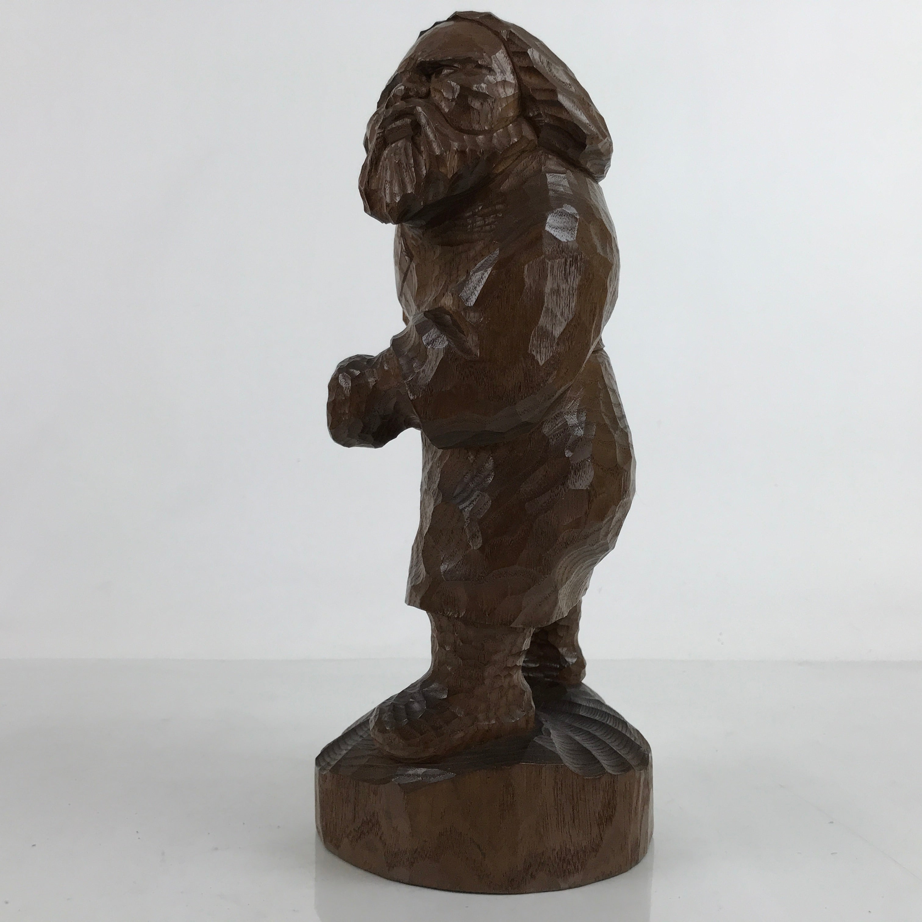 Japanese Carved Wooden Ainu Old Man Statue Vtg Okimono Hokkaido Brown AB114