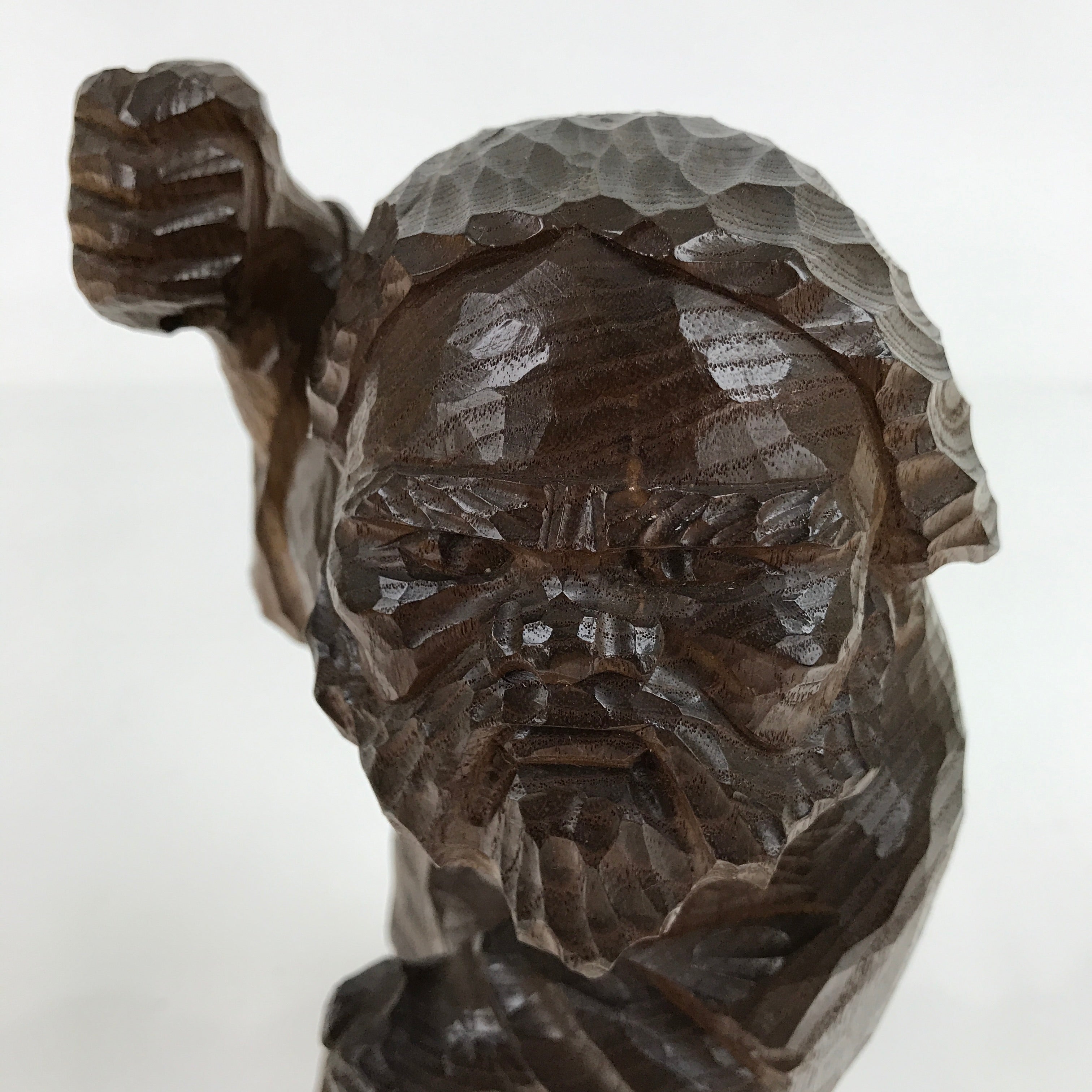 Japanese Carved Wooden Ainu Old Man Statue Vtg Okimono Hokkaido Brown AB114