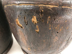 Japanese Carved Wooden Brazier Fire Pit Vtg Hibachi Copper Insert 2pc Set H46