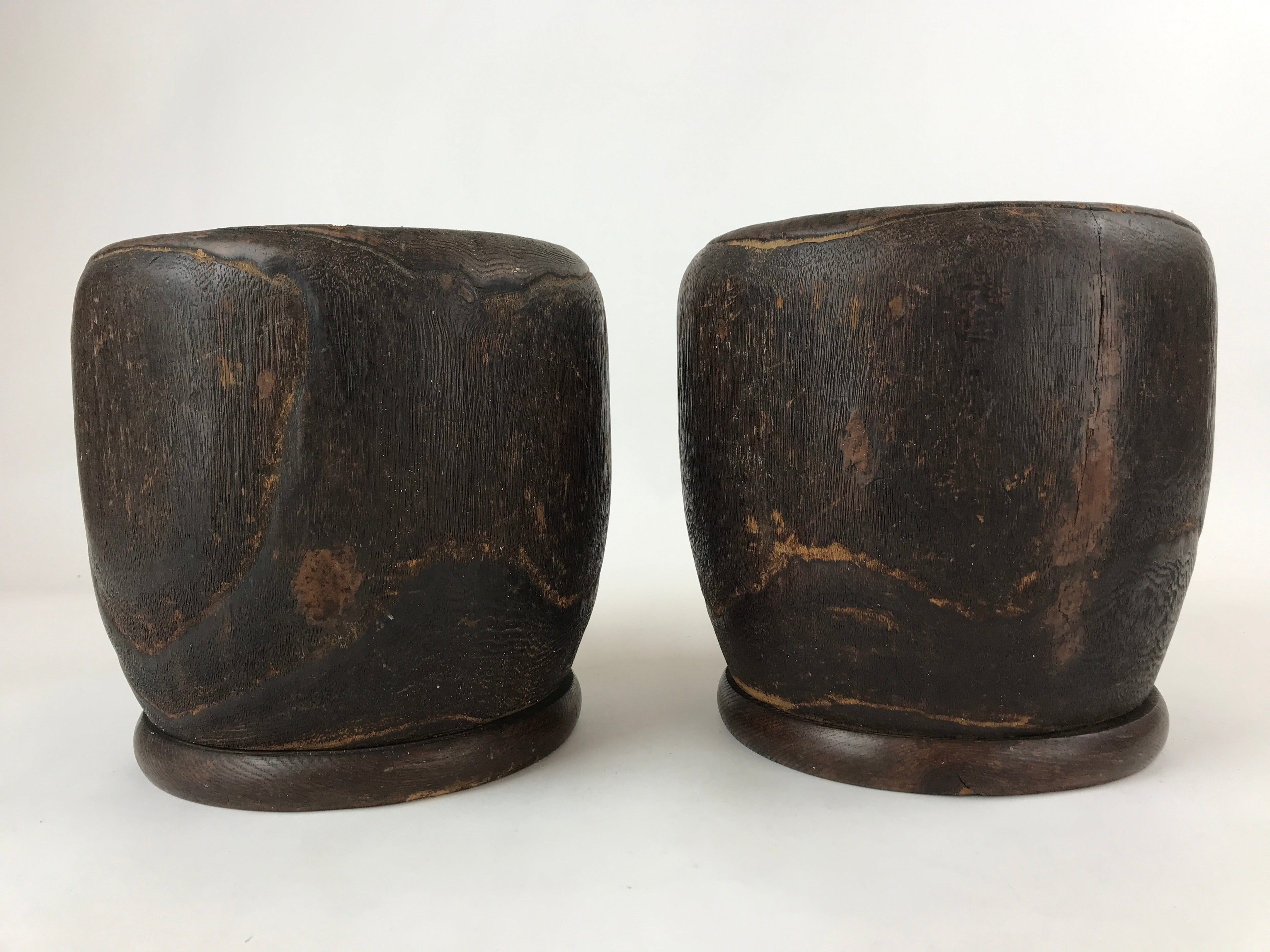 Japanese Carved Wooden Brazier Fire Pit Vtg Hibachi Copper Insert 2pc Set H46