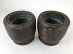 Japanese Carved Wooden Brazier Fire Pit Vtg Hibachi Copper Insert 2pc Set H46