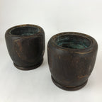 Japanese Carved Wooden Brazier Fire Pit Vtg Hibachi Copper Insert 2pc Set H46