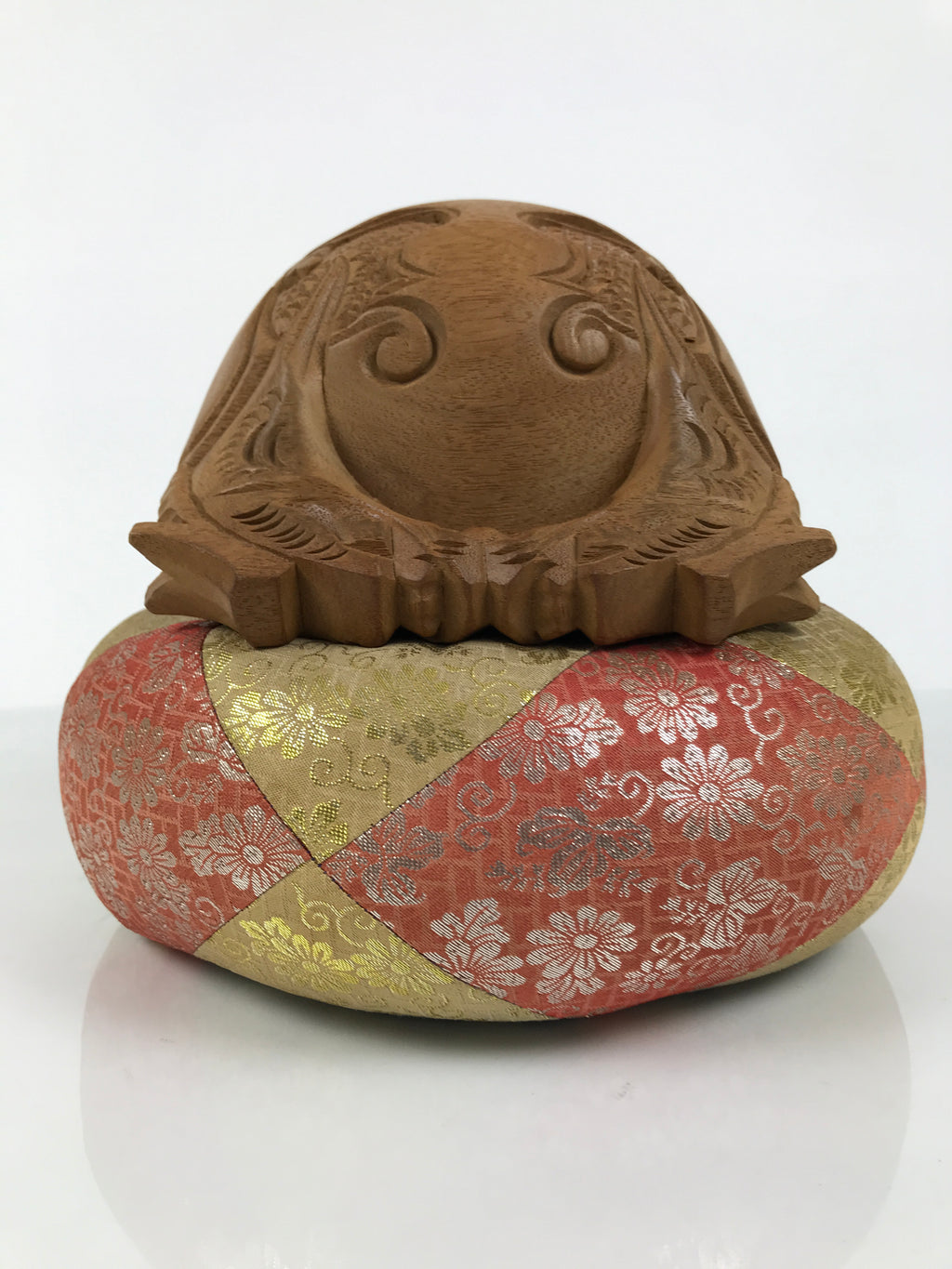 Japanese Carved Wooden Buddhist Drum Mokugyo Set Vtg Altar Fitting Butsugu BA845