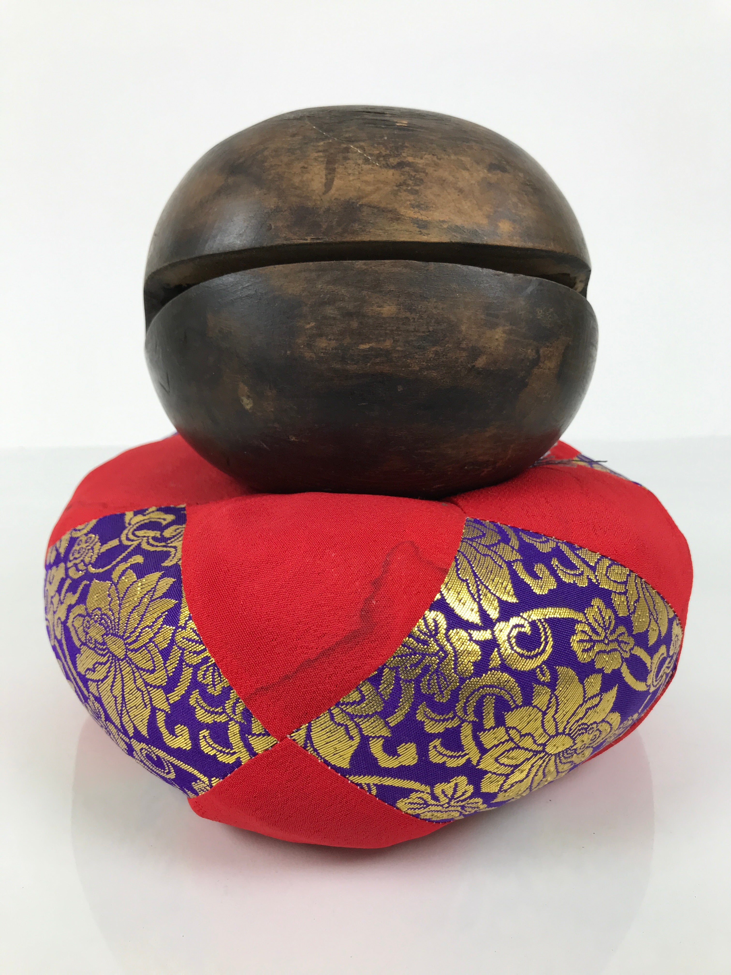 Japanese Carved Wooden Buddhist Drum Mokugyo Set Vtg Altar Fitting Butsugu BA847