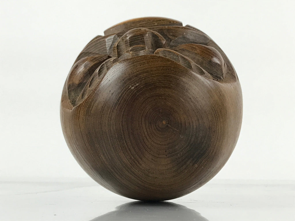 Japanese Carved Wooden Daruma Statue Vtg Lucky Charm Figure Brown BD976