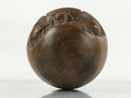 Japanese Carved Wooden Daruma Statue Vtg Lucky Charm Figure Brown BD976
