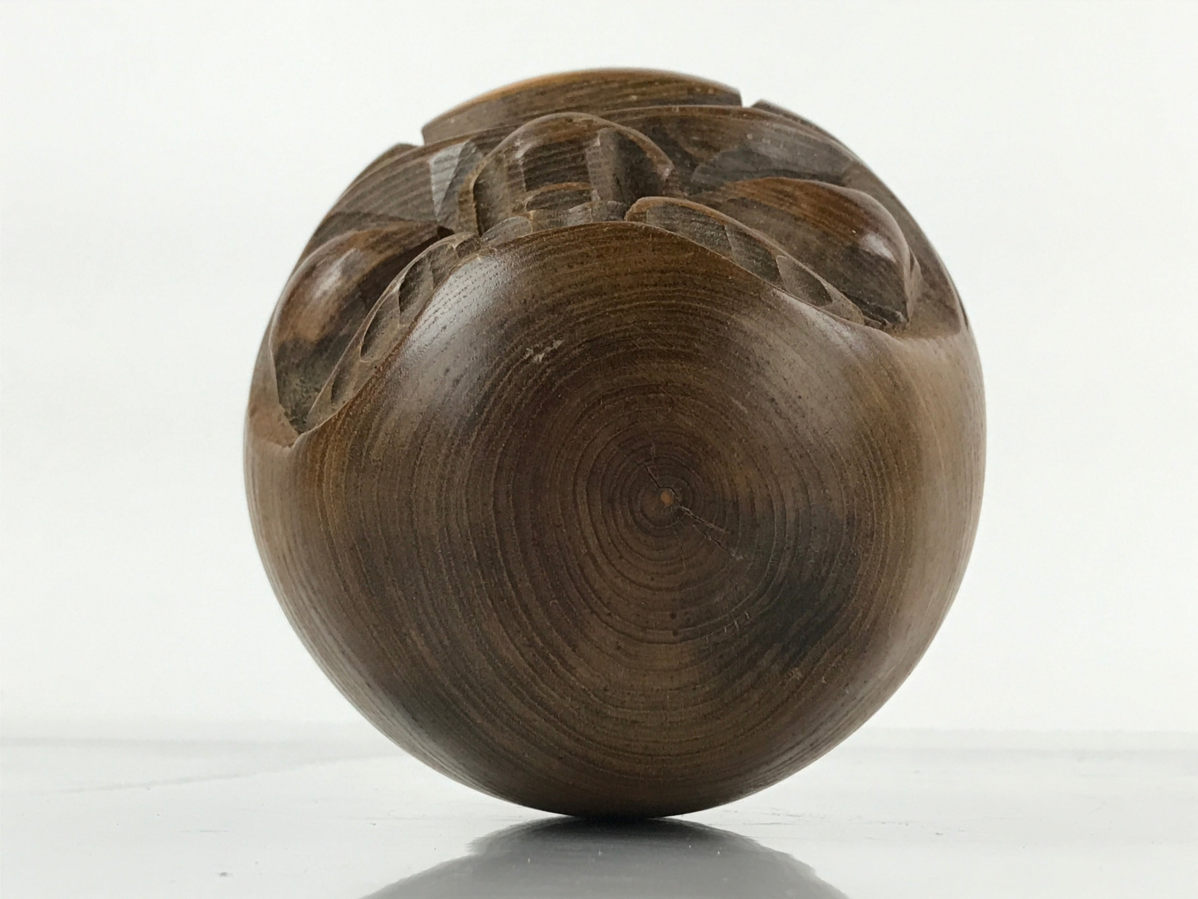 Japanese Carved Wooden Daruma Statue Vtg Lucky Charm Figure Brown BD976