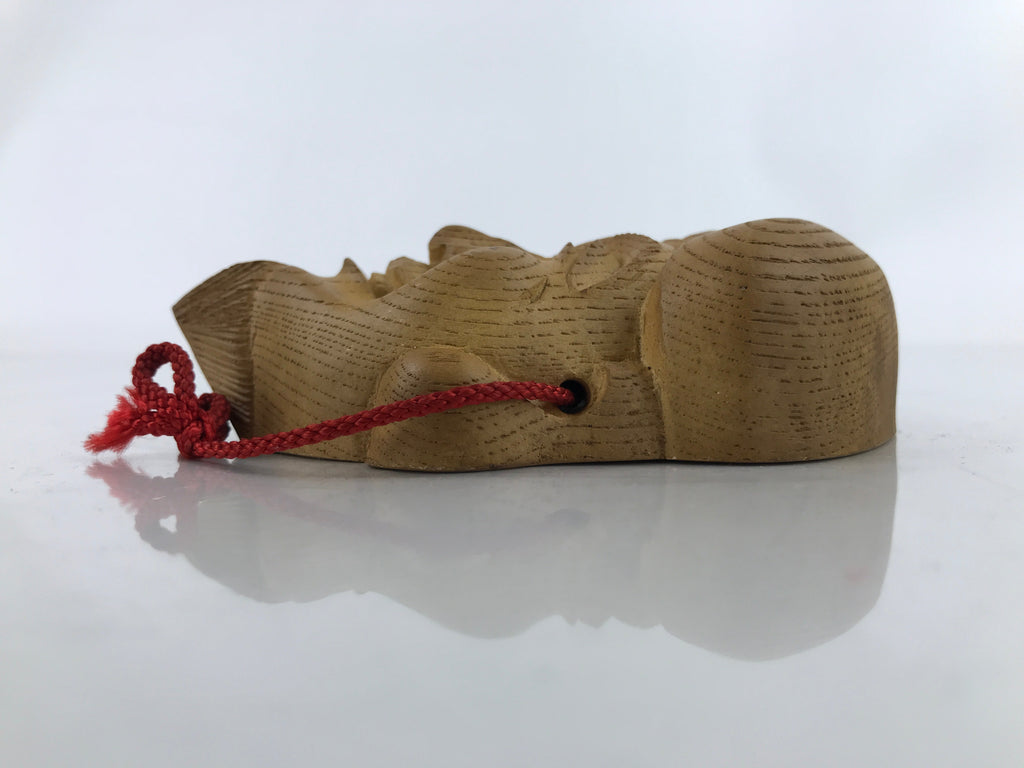 Japanese Carved Wooden Ebisu Mask Seven Lucky Gods Good Fortune Figurine OM59