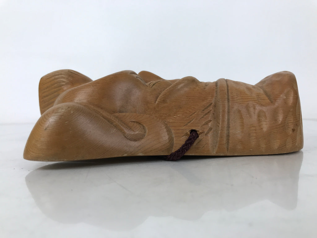 Japanese Carved Wooden Ebisu Mask Seven Lucky Gods Vtg Good Fortune Decor OM70