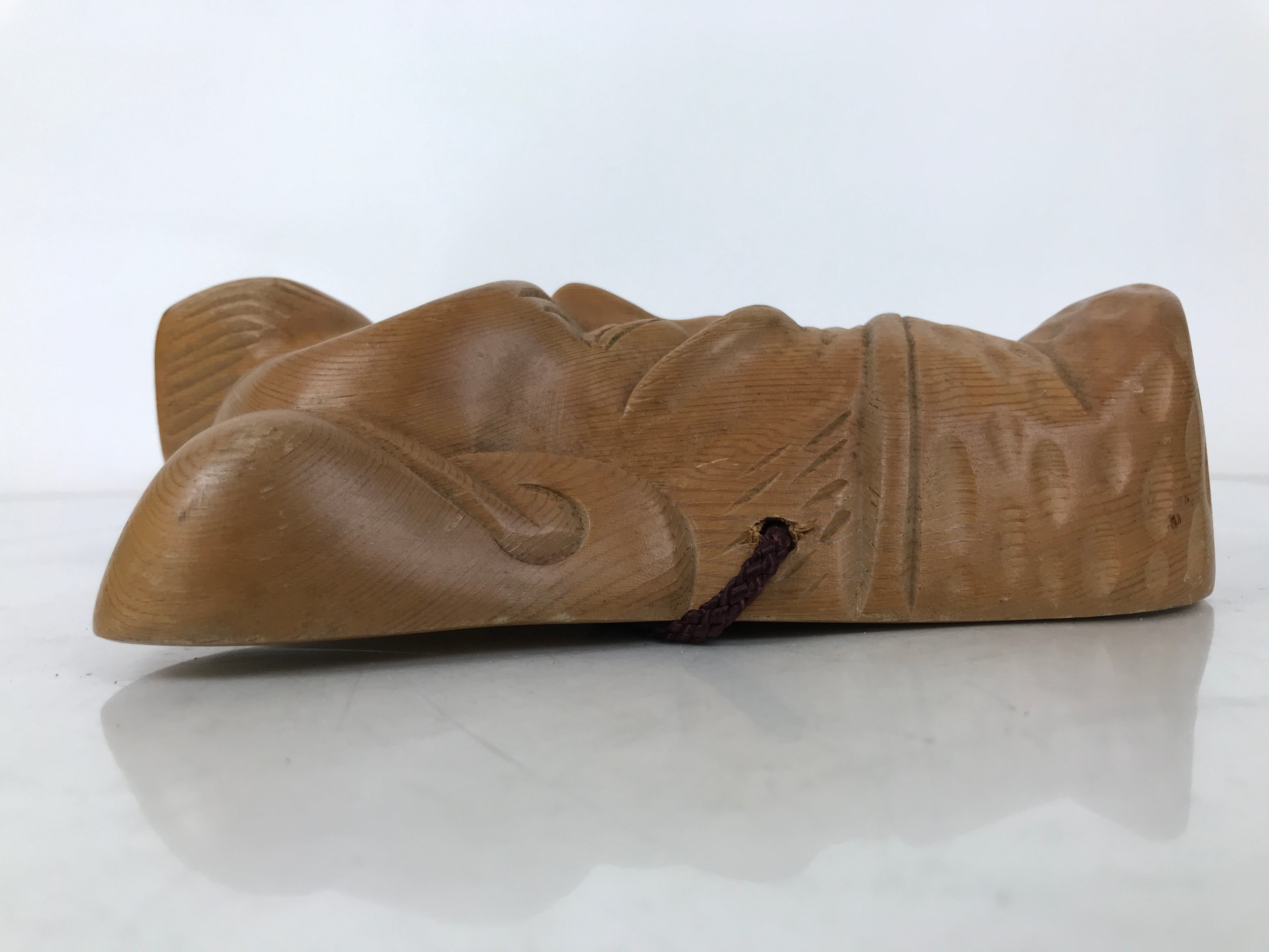 Japanese Carved Wooden Ebisu Mask Seven Lucky Gods Vtg Good Fortune Decor OM70