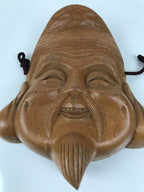 Japanese Carved Wooden Ebisu Mask Seven Lucky Gods Vtg Good Fortune Decor OM70