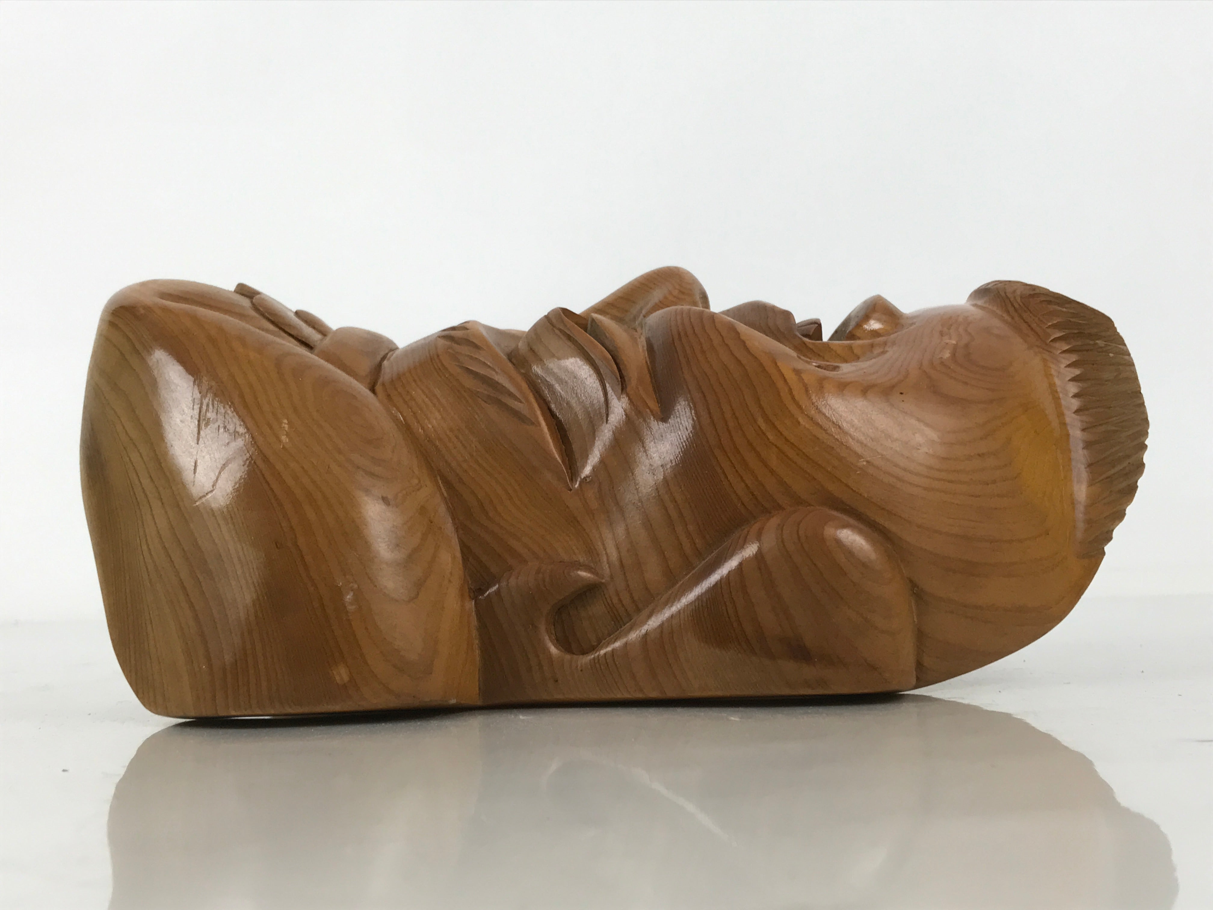 Japanese Carved Wooden Ebisu Mask Seven Lucky Gods Vtg Good Fortune Decor OM85