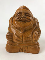 Japanese Carved Wooden Ebisu Statue Vtg 7 Lucky Gods Figure Integrity BD952