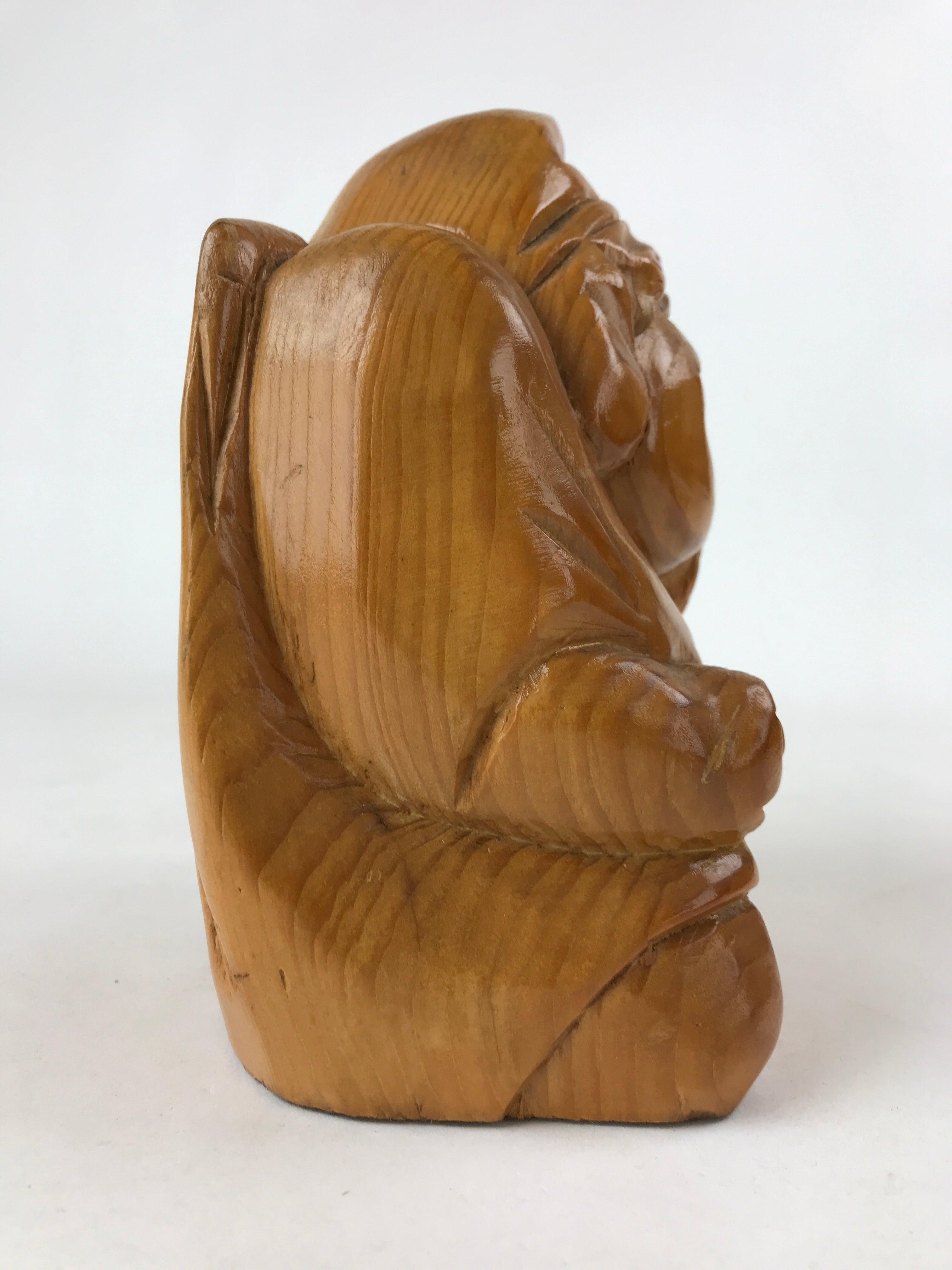 Japanese Carved Wooden Ebisu Statue Vtg 7 Lucky Gods Figure Integrity BD952