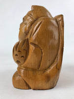 Japanese Carved Wooden Ebisu Statue Vtg 7 Lucky Gods Figure Integrity BD952