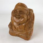 Japanese Carved Wooden Ebisu Statue Vtg 7 Lucky Gods Figure Integrity BD952