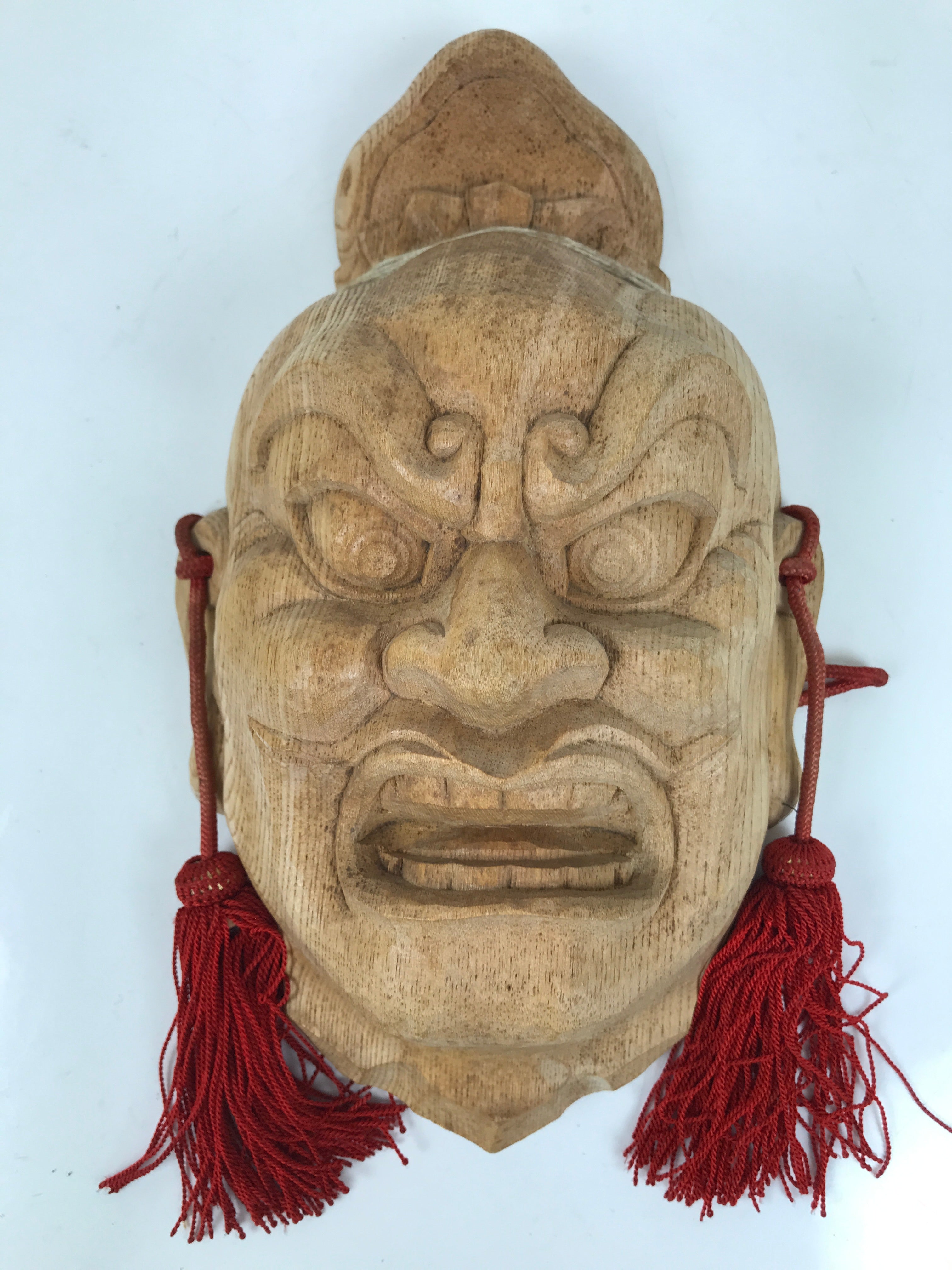 Japanese Carved Wooden Guardian Nio Agyou Mask Vtg Buddhism Todaiji Temple OM69