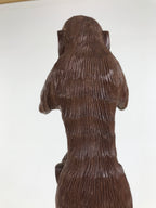 Japanese Carved Wooden Large Statue 4 Monkeys Stacked Vtg Wisdom Brown ST94